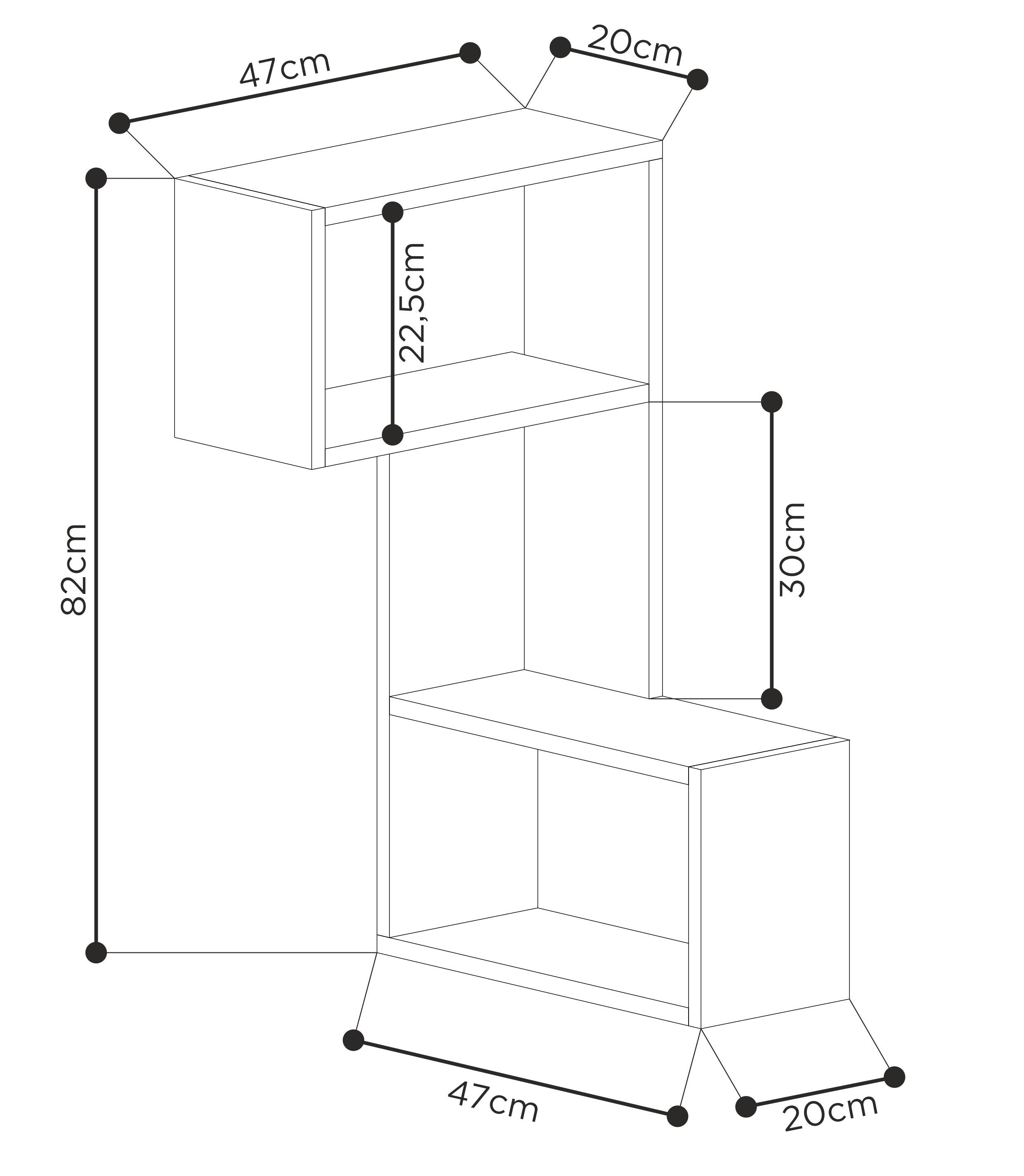 Etagère murale d'angle partielle